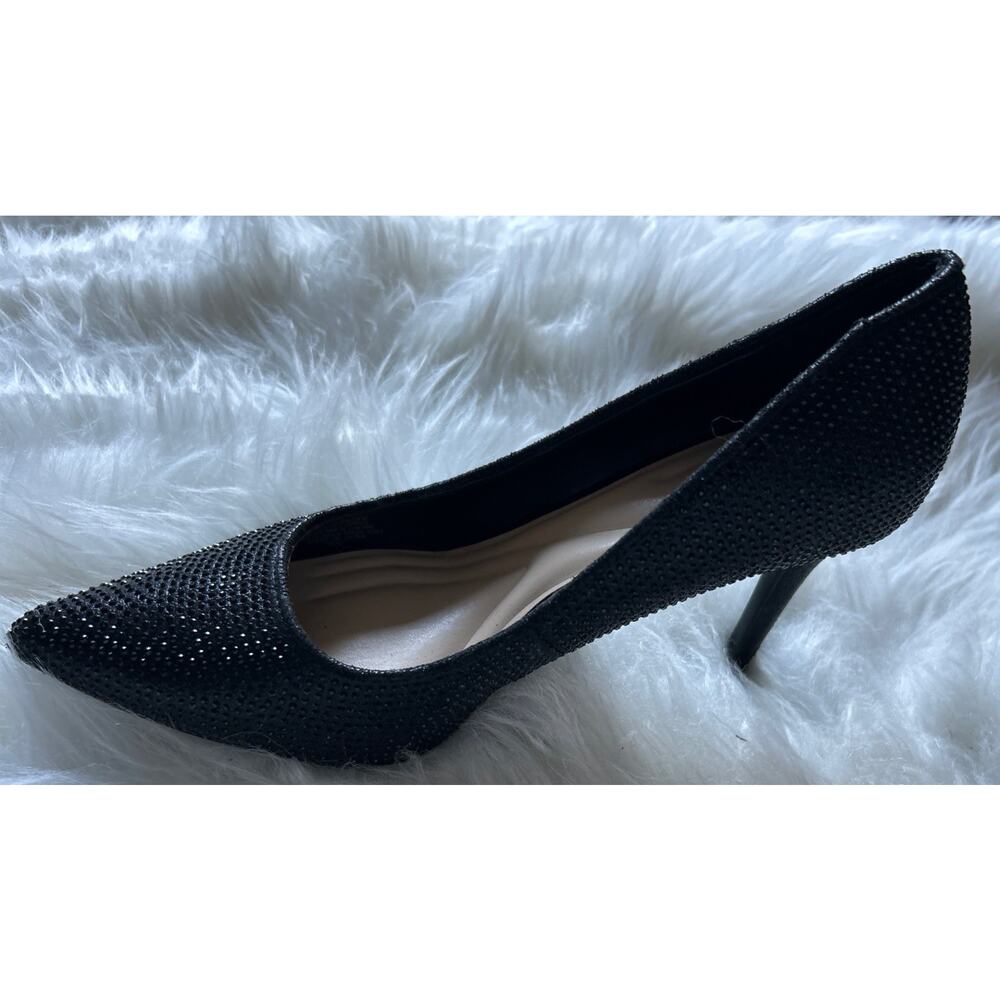 Jessica Simpson Stiletto Pumps 7.5 M Black Rhinestone Holiday Heels Party - Picture 8 of 14